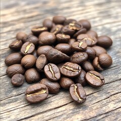 Coffee beans pile on table