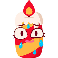 Christmas Candle Nervous Face Cartoon