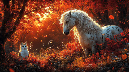 horse in the autumn mountains