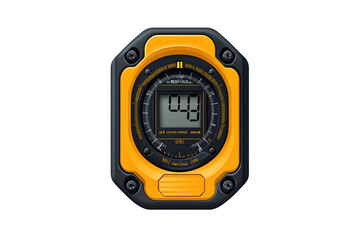 Digital stopwatch with a rugged, yellow and black design for accurate timing. isolated on transparent background.