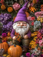 Fototapeta premium Gnome in flower field