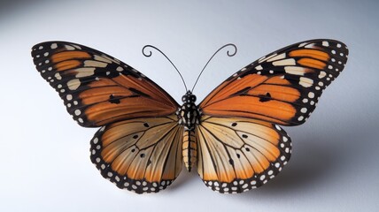 Fototapeta premium Monarch-like Butterfly with Bright Orange and Black Wings on Surface