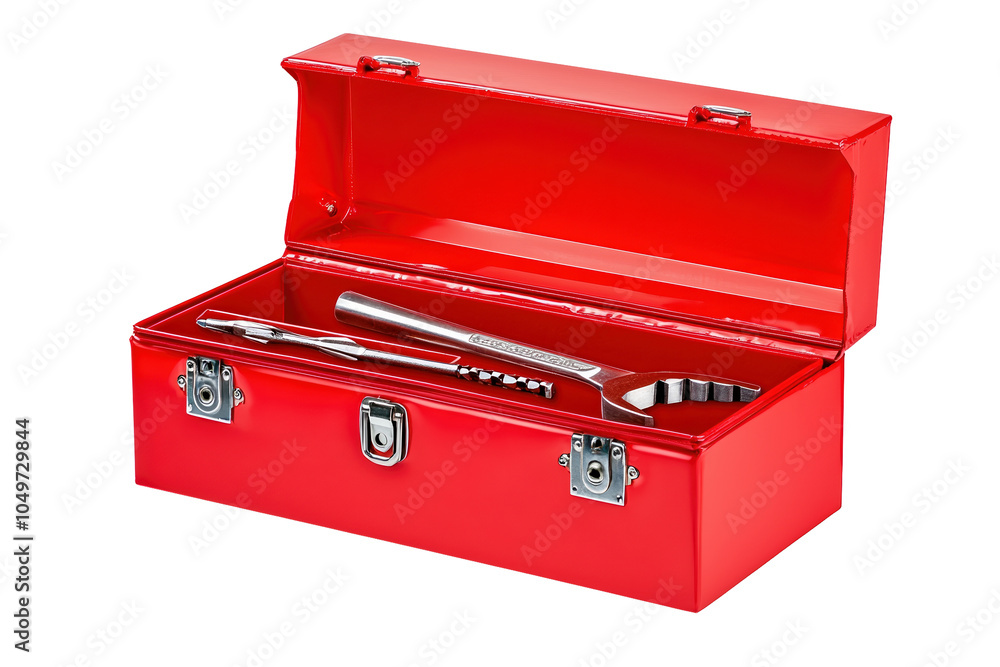 Poster red toolbox with tools, isolated on a white background. isolated on transparent background.