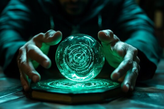 A wizard taking medicine from a magical elixir bottle, with glowing runes swirling around as they drink it in a shadowy, ancient library