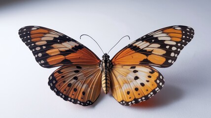 Obraz premium Butterfly with Vibrant Orange and Black Wings Spread Out