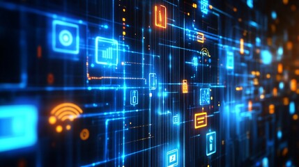 Naklejka premium Abstract Digital Network with Icons