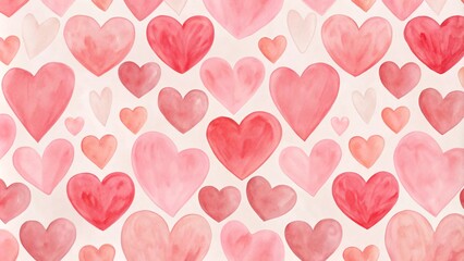 Seamless pink heart pattern for Valentine's Day. background colorful hand drawn watercolor paints pink hearts valentines, Day birthday, Happy Women's Day, Mother's Day, holiday heart texture