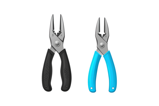 Two pairs of pliers on a white isolated background, ideal for tools and hardware themes. isolated on transparent background.