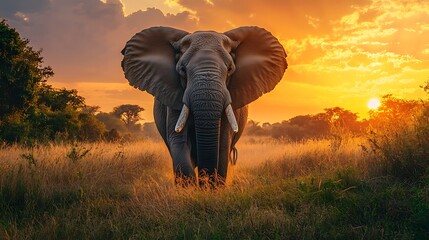 Obraz premium Gentle giant elephants portrayed in magical anime-style wilderness