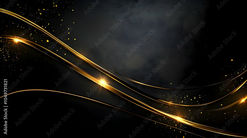 Poster abstract background with golden lines and sparkle effect