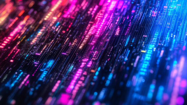 A colorful background filled with computer code.  The code is a mix of numbers and symbols, representing the language computers use.  It's an image of the digital world and how technology works.