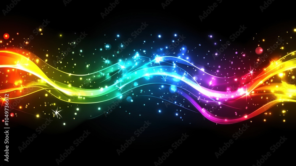 Poster multicolored soft glows with abstract vector lights