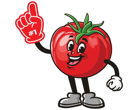 recommend clip art: Tomato with Foam finger, Cartoon Mascot Illustration Character Vector Clip-art Hand-drawn Logo Design