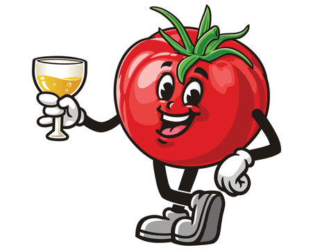recommend clip art: Tomato holding a glass of drink, Cartoon Mascot Illustration Character Vector Clip-art Hand-drawn Logo Design