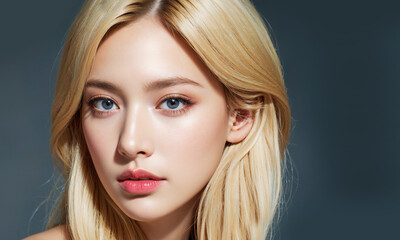 Naklejka premium beautiful woman face, cosmetics ads