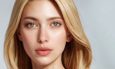 Naklejka premium beautiful woman face, cosmetics ads