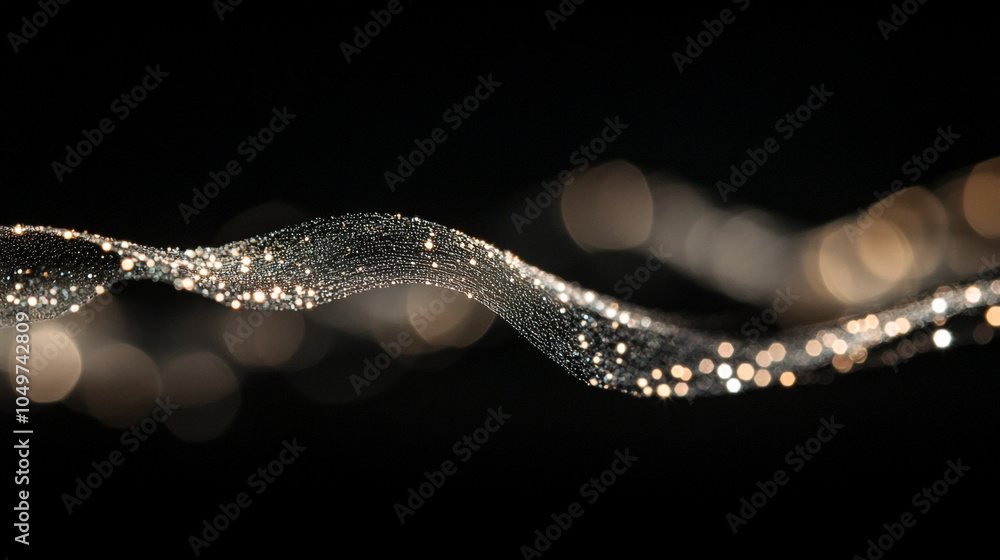 Poster a shimmering wave of sparkling light against a dark background creating a mesmerizing effect