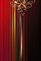 Elegant Floral Design Against Red and Gold Curtain Backdrop