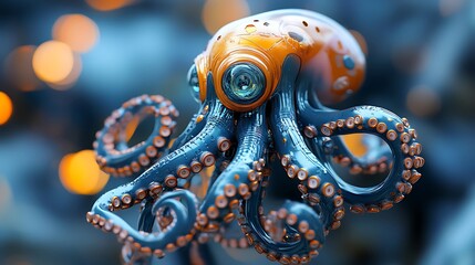 Obraz premium Intelligent nano robot with octopus design and AI capabilities image