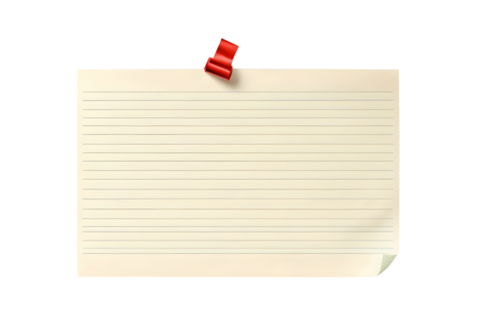 A blank note paper with adhesive tape, isolated on a transparent or white background.