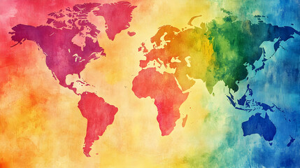 Obraz premium Watercolor World Map Illustration