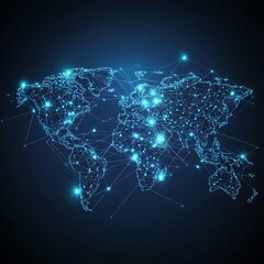 Interactive digital map illustrating expansive global network connections