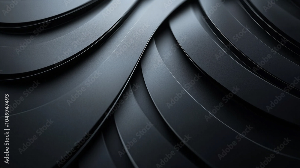 Poster curved black layers create a modern abstract design highlighting texture and depth