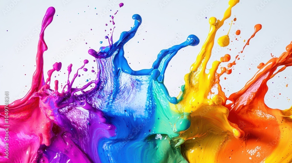 Poster vibrant splashes of colorful paint create an energetic and dynamic pattern, showcasing an explosion 
