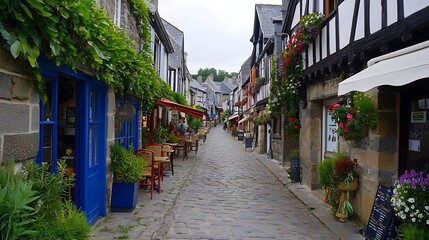 Fototapeta premium Charming cobblestone lane