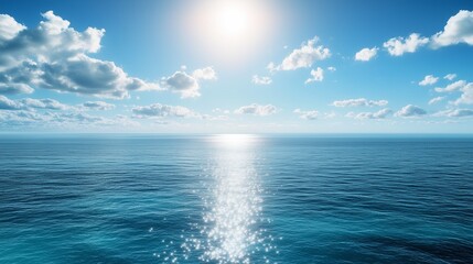 Obraz premium A breathtaking HD panorama featuring a summer sea with clear, sunlit water.