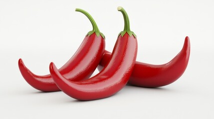Elegant 3D Chili Peppers on White Background