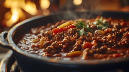 Elegant Chili Presentation with High Contrast Details