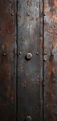 Fototapeta premium Close-up of an antique metal door with a rustic finish, featuring a textured surface and decorative elements, perfect for backgrounds and architectural design.