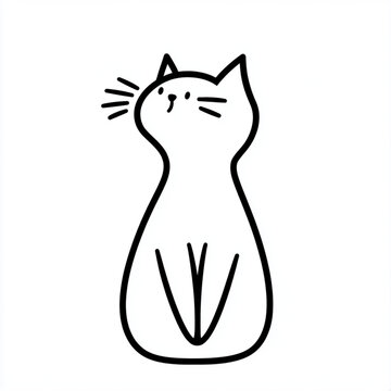 recommend clip art: A minimalist line art icon of a cat sitting alertly, head tilted, black outline on a white background.