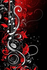 Vibrant Abstract Red and Black Swirls and Shapes