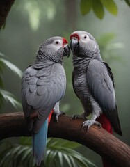 Fototapeta premium pair of parrots in the forest