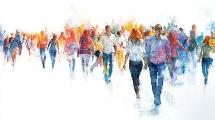 Naklejka premium Vibrant Crowd: A Colorful Gathering of People in Motion