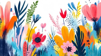 childish floral hand drawing 