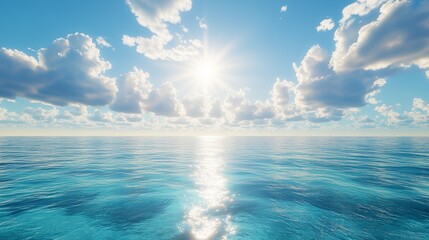 Obraz premium A breathtaking HD panorama featuring a summer sea with clear, sunlit water.