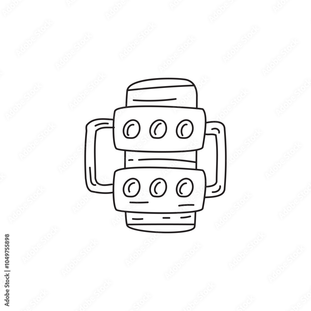 Aufkleber a simple line drawing of a double-handled mug with circular designs, suggesting a playful or artisti