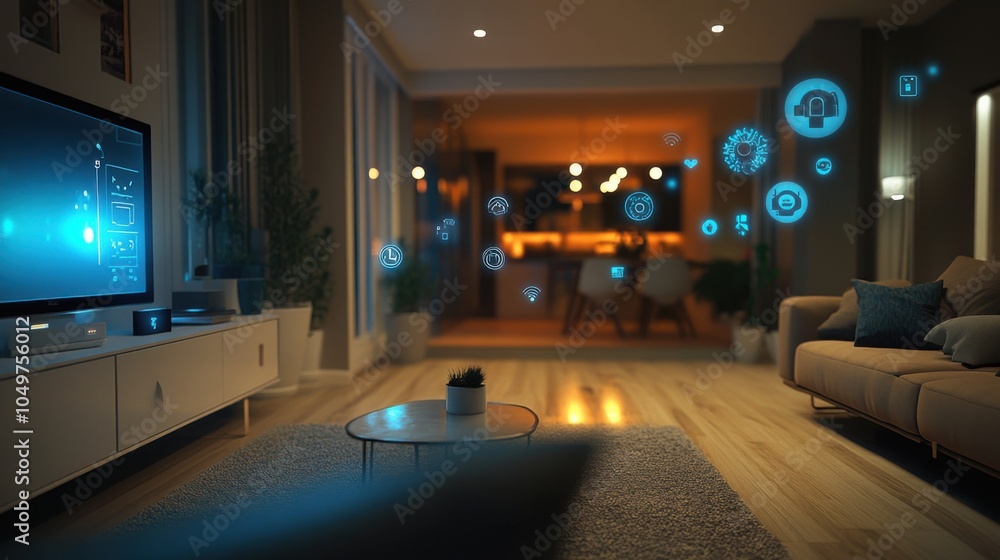 Aufkleber connected devices: network of iot devices communicating with each other in a smart home