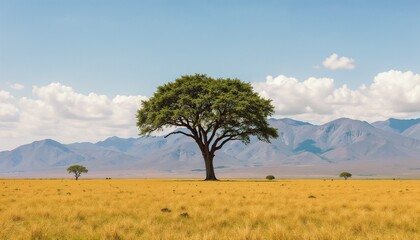 Obraz premium Lonely tree in savanna, amazing natural landscape