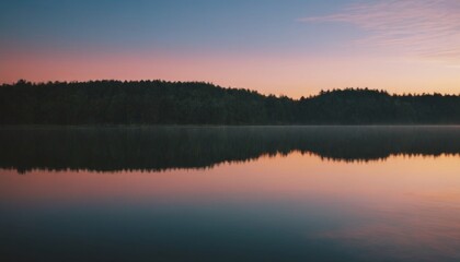Obraz premium lake in the forest beautiful landscape at sunset