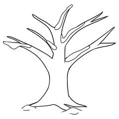 Naklejka premium trees in winter illustration hand drawn outline vector