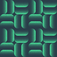 Retro Futurism Seamless Pattern Dot Work Vivid Turquoise Abstract Vector Background. Endless Geometric Structure Jade Green Abstraction for Wallpaper. Rounded Shapes Loopable Halftone Art Illustration
