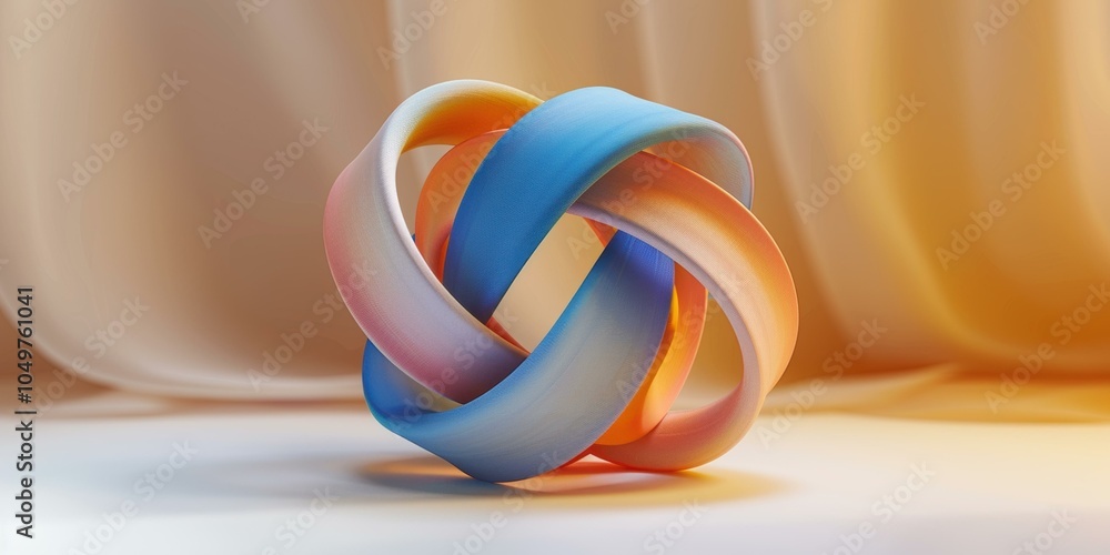 Poster a colorful abstract shape made of curved lines. ai.