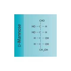 D-Mannose skeletal structure diagram.Sugar compound molecule scientific illustration.