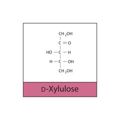 D-Xylulose skeletal structure diagram.Ketose compound molecule scientific illustration.