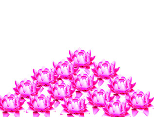 Pink and gold petal lotus flowers 3d illustration. Dhanteras, Akshaya Tritiya celebration and Diwali festival celebration .Flower petal falling .Beautiful pink lotus or water lily flowers blooming on
