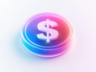 Fototapeta premium Dollar sign on top of a stack of coins